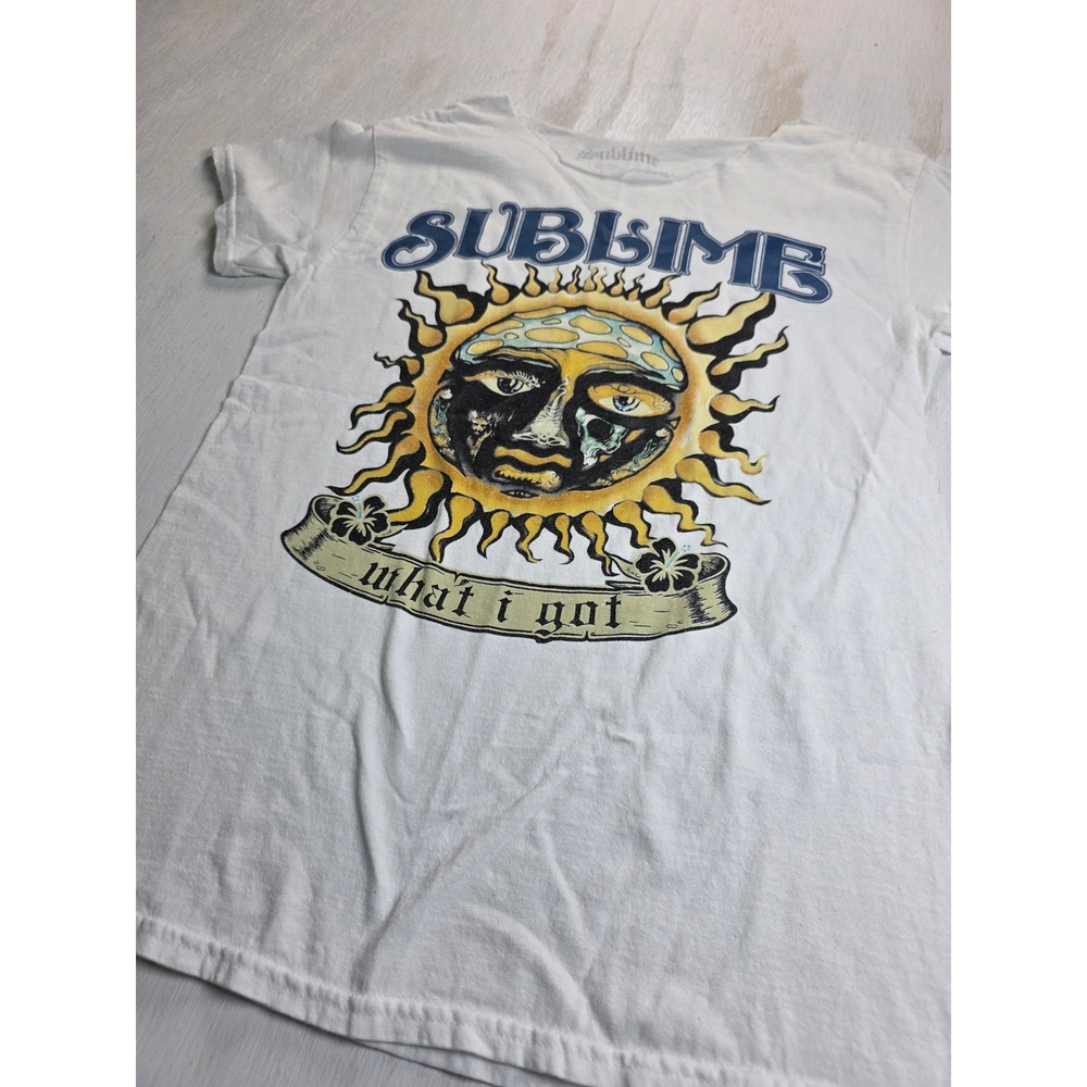 Sublime What I Got Sun Graphic T-Shirt White Band Tee Small Y2K Boho Grunge